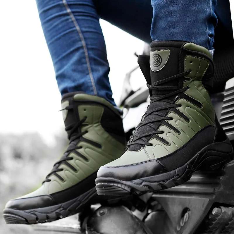 Bacca Bucci Olive Flame 7 Eye Moto Waterproof Snow Boots for Men | Best Price UAE